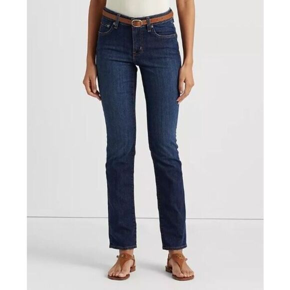 Lauren Ralph Lauren Women Sz 2 Dk Blue Super Stretch Premier Straight Jeans - Picture 12 of 13
